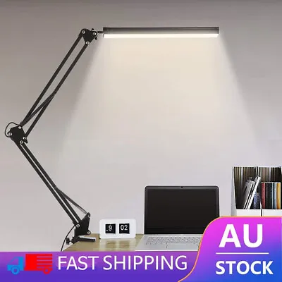 Dimmable LED Desk Lamp With Clamp Bedside Study Reading Table Light Adjustable • $20.95