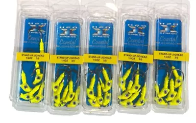 H2O Xpress Coastal Jigheads 5 Pk (25) STAND-UP Jig Heads YELLOW 1/4 Oz 3/0 • $13.99