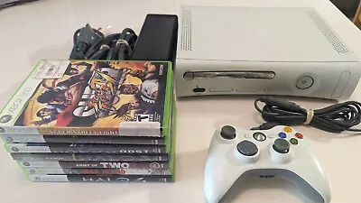 Microsoft XBox 360 Core Matte White Video Game Console 7 Games Controller • $100