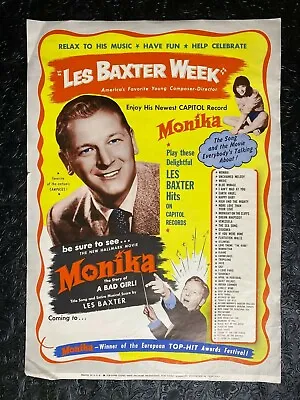 Rare Vintage Original MONIKA (1953) Movie Poster 22x15 Lex Baxter Ingmar Bergman • $39.98