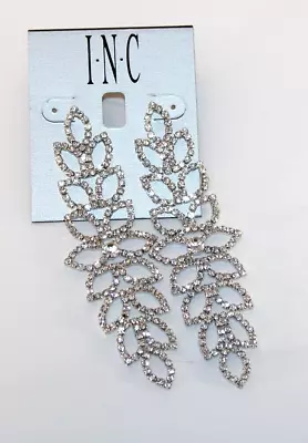 INC International Concepts Earrings Silver Tone Crystal Chandelier Drops Post • $8.25