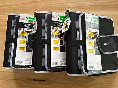 Lot Of 3 New Mead Five Star 2  Binder W/ Expanding 5-Tab File Black • $39.99