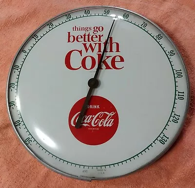 Vintage 1950’s Things Go Better With Coke Round Thermometer  • $295