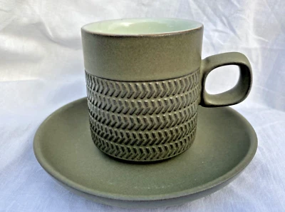 Vintage Retro Denby Chevron 5 Chevron Tea Cup And Saucer Mint/excellent • £5.50