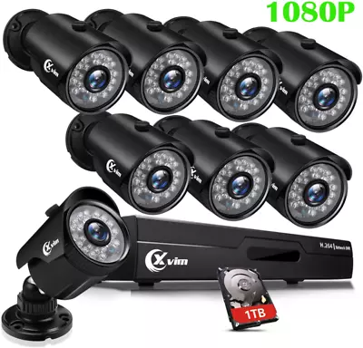 XVIM 8CH 1080P Security Camera System Outdoor With 1TB Hard Drive Pre-Install CC • $317.98