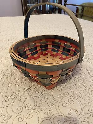 Vintage Style Woven Basket - 11  X 11  X 10  High - Handle LAYS FLAT ALSO • $13.99