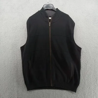 Alex Cannon Vest Mens XL Black Knit Full Zip Sweater Dressy Office Workwear • $26.99