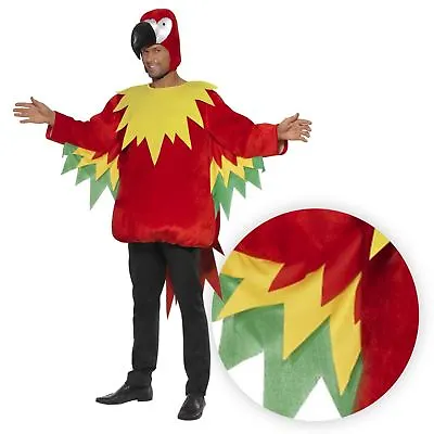 M/L Parrot Red Costume Jumpsuit With Beak Hood Jungle Safari Bird Fancy Dress • £29.95