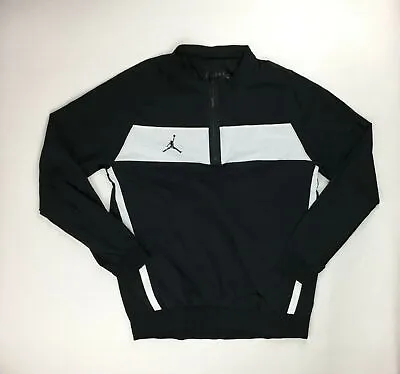 Nike Jordan Woven Jacket 1/4 Zip Windbreaker Classic Retro Men's M Black CD2218 • $34.10