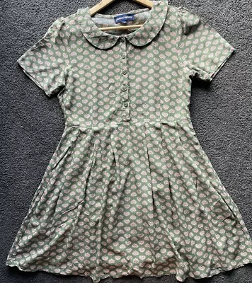 Princess Highway Sz14 Green Floral Design Dress Retro Rockabilly Vintage Style • $25