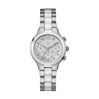 Guess Collection White Ceramic Steel Mother Of Pearl Dial Women's Watch Y30001L1 • $158