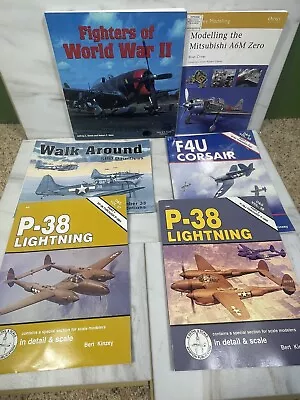 6 Vtg Pilot Aviation WWII Military Aircraft Books P-38 Lightening F4U Corsair • $39.95