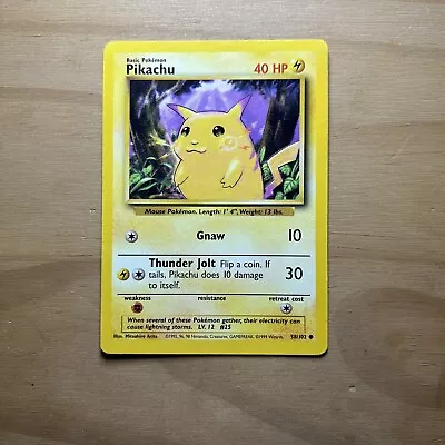 Pikachu 58/102 Yellow Cheeks Base Set Pokemon Card WOTC 1999 • $2.99