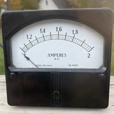Vintage Western Electric KS-14470 Ac Amperes Meter Measures 1-2 A Panel Gauge • $59.95