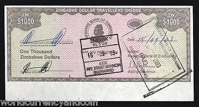 ZIMBABWE 1000 Dollar P15 2003 MAJOR ERROR *Without Serial # AT BOTTOM* RARE NOTE • $999.99