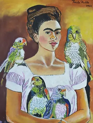 Frida Kahlo Drawing On Paper (Handmade) Signed And Stamped Mixed Media. • $100