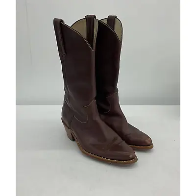 VTG USA Frye 2350 Brown Leather Pull On Cowboy Western Boots Mens 10.5 D • $70