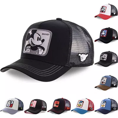 Disney Mickey Mouse Trucker Mesh Baseball Cap Hip Hop Breathable Snapback Hat UK • £6.58