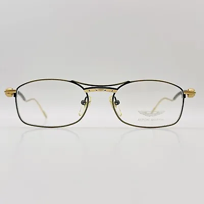 Aston Martin Eyeglasses Men Ladies Oval Gunmetal Gold Vintage 90er NOS • $127.58