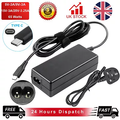 For HP Spectre X360 Series 13-w060nz 65W USB-C AC Adapter Laptop Charger Type-C • £13.04