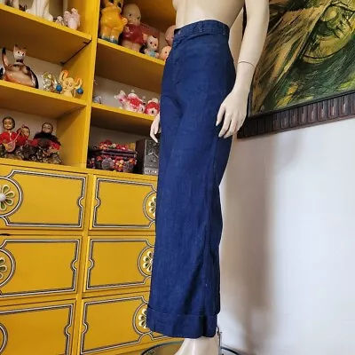 Vintage 70s Landlubber High Waist Denim Hippie Jeans Bell Bottoms Flared XS/S • $225