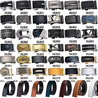 Novelty Automatic Buckles Mens Belts Black Leather Ratchet Leisure Casual Waists • £12.99