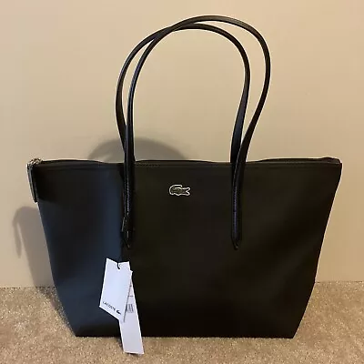 Lacoste Black Large PVC Shoulder Bag NEW • $55