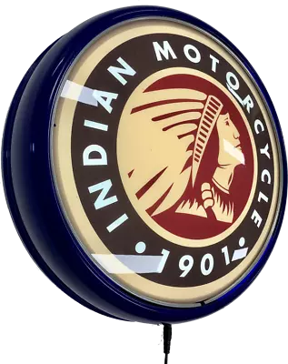 Indian Motorcycle 1901 LED Bar Lighting Wall Sign Light Button BLUE Easter Gifts • $199.95