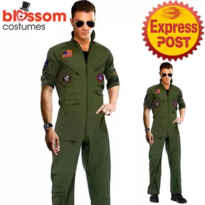 CA1463 Mens Fighter Ace Air Force Costume Military Fighter Pilot 1980s • $34.78