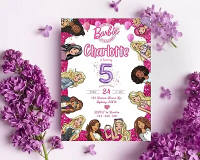 Self-Editable Sparkle Barbie Movie Birthday Invitation Invite DIGITAL Invitation • $6.95