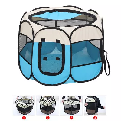 Portable Pet Playpen Foldable Exercise Play Pen Tent Kennel Crate For Puppy Dog • $15.79