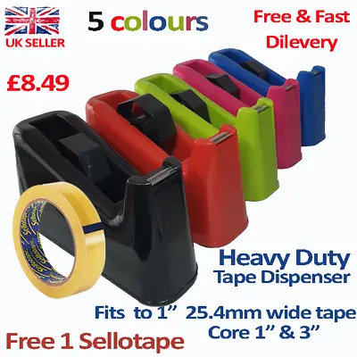 Heavy Duty Tape Dispenser Desktop Office Sellotape Tape Up To 1  (25.4mm) Wide L • £8.69