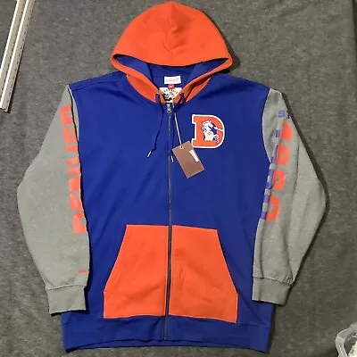 Denver Broncos Hoodie Size XXL 2XL NFL Full Zip Mens Mitchell & Ness Pockets New • $34.99