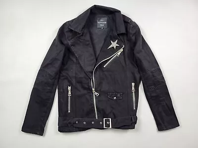 Nikkie X Kate Moss Jacket Biker Denim Jeans Black Stars Studs Rock Style  36 S • £121.64
