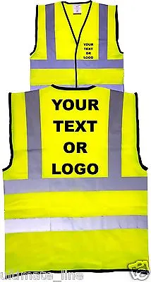 HI VIS Personalised Printed HI VIZ SAFETY VEST WAISTCOAT LOGO Custom Print • £8.13