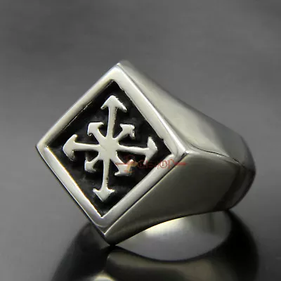 $7.99 • Buy Large Vintage Men's Magic 8 Pointed Chaos Star 316L Stainless Steel Ring