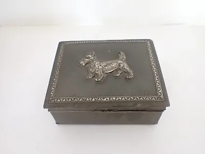 Vintage Bronze Metal Hinged Trinket Box Scottie Dog Signed ASA Japan 1950's • $35