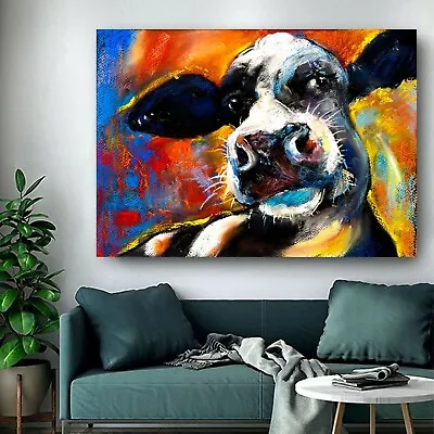 Gorgeous Cow Face Fresian DEEP FRAMED CANVAS WALL ART PICTURE Or PAPER PRINT • £9.99