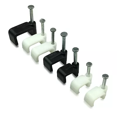 £4.79 • Buy Cable Clips Plastic Flat Electrical Wire TV Phone Internet Lead Fixings