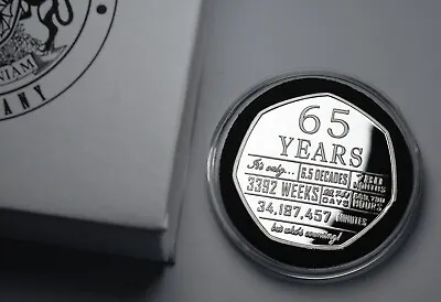 65th Birthday Silver Commemorative In Capsule & Gift Box. Gift/Present. 65 Years • £12.99