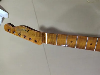 21 Frets Yellow Flame Maple Electric Guitar Neck Vintage For Tele Replacement • $59.99