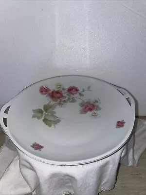 Vintage Hand Painted Porcelain 10.5” Cake Plate With Handles Made In Germany • $13