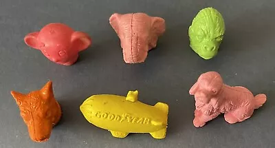 Lot Of 6 Rubber/Eraser Figures  - Animals & Goodyear Blimp • $9.99