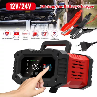 20A Smart Car Battery Charger Maintainer 12V 24V LiFePO4 AGM GEL Trickle Charger • $50.34