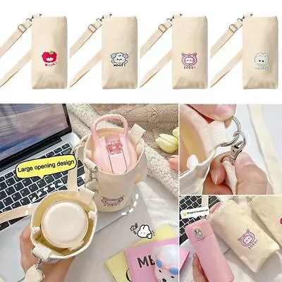 With Strap Water Bottle Carry Bag Canvas Cup Pouch  Woman Girls • $15.28