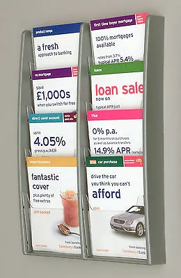 £53.88 • Buy Wall Mounted Brochure / Leaflet Holder / Rack With 8 X A5 Portrait Pockets