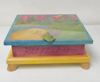 Handmade 2005 Sticks Sarah Grant Folkart Keepsake Memories Secrets Wooden Box • $374.99