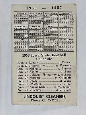 Vintage Iowa State Cyclones 1956 Football Schedule Card By Lindquist Cleaners • $19.99