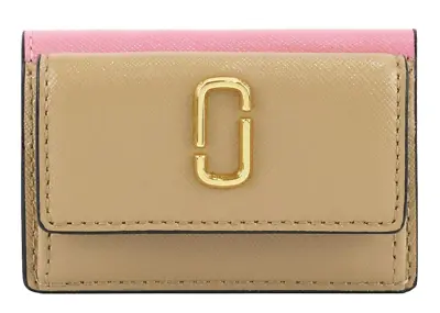 MARC JACOBS J Logo Leather Trifold Mini Wallet Beige Pink BNWT GL02302108 • $57.97