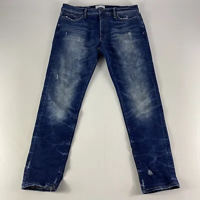 OVADIA Jeans Skinny 001 Cotton Elastane 5 Pocket Fur Leather Logo Mens 38x32 • $32.49